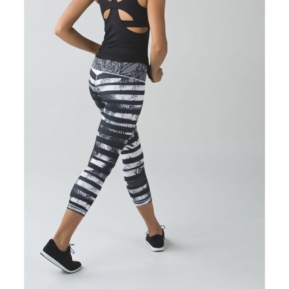 Lululemon Wunder Under Crop II *Full-On Luon 4 Shady Palms Banana Leaf Gingham - Picture 5 of 11